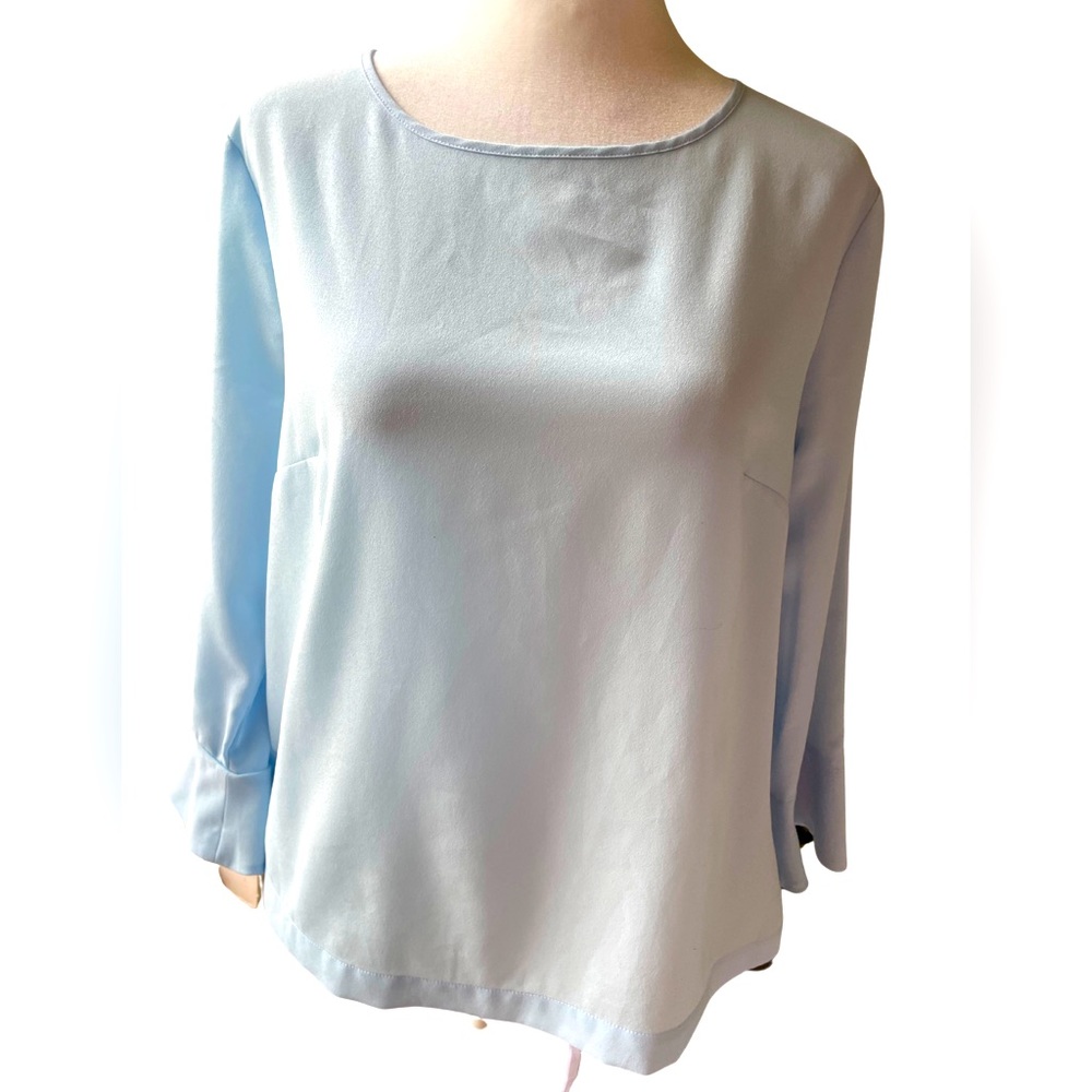Banana Republic Large Baby Blue Flounce Long Sleeve Blouse- Beautiful!